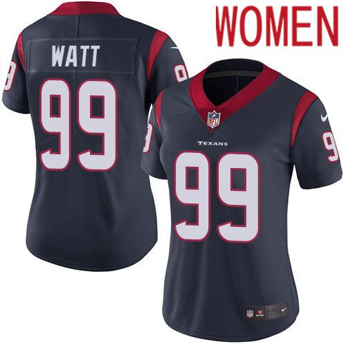 Women Houston Texans #99 J.J. Watt Navy Blue Nike Vapor Limited NFL Jersey->women nfl jersey->Women Jersey